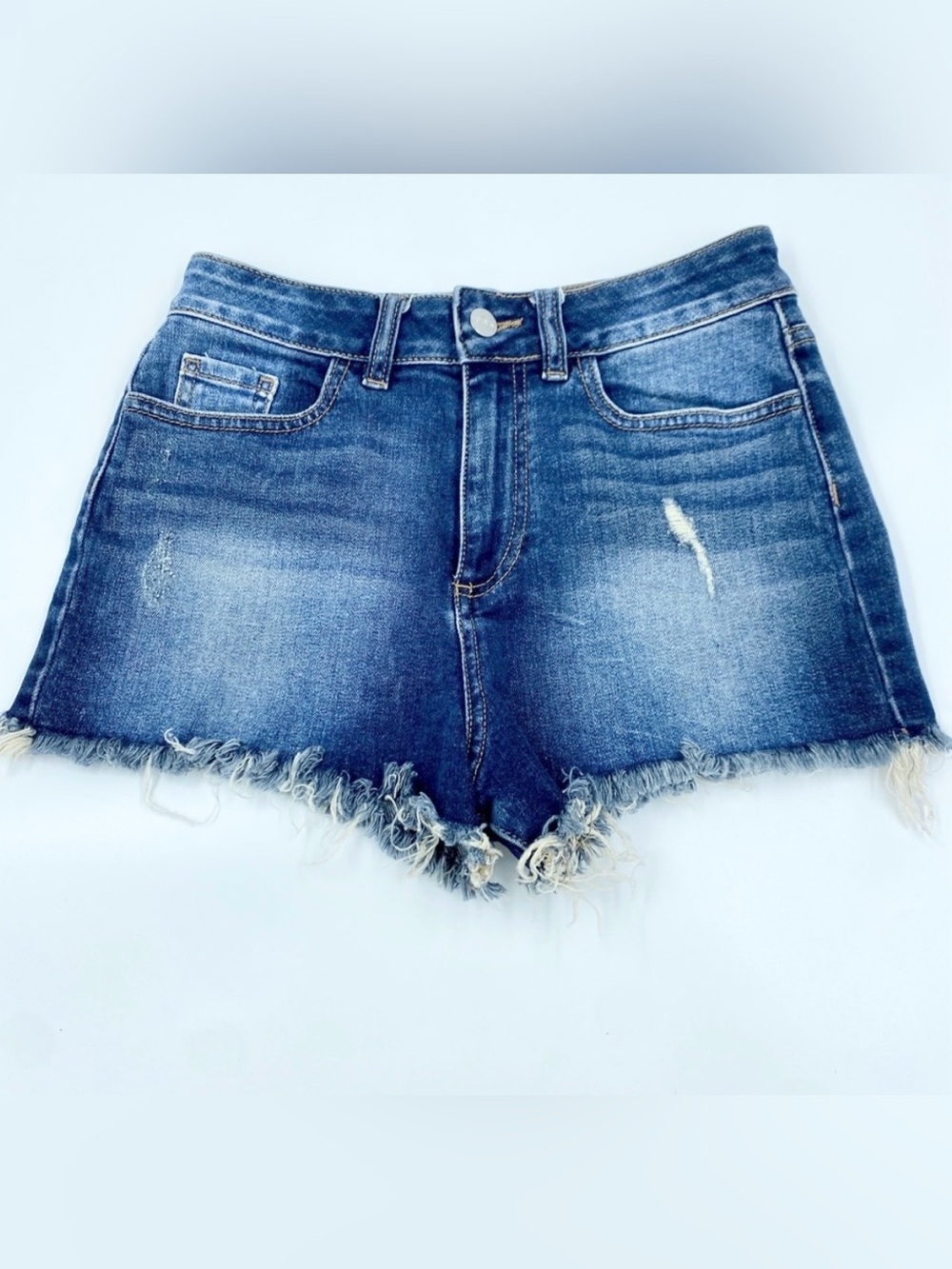 Y2K VS PINK High Waist Cut Off Denim Jean Shorts 2 EUC